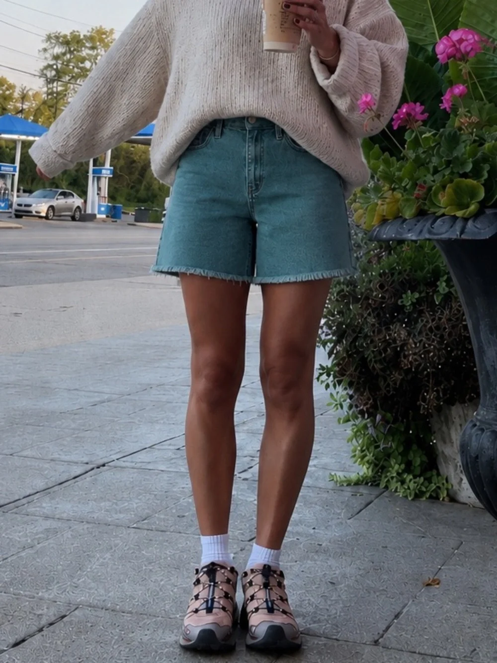Coastal Granddaughter Vintage Bermuda Denim Shorts Raw Hem Granola Girl Gorpcore